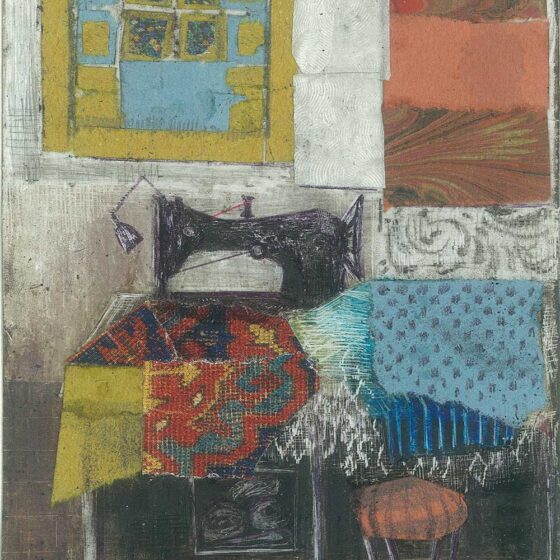 La stanza di-Eva è fatta di stoffe, tecnica mista su carta, cm 7x9 - Debora Piccinini Artista
