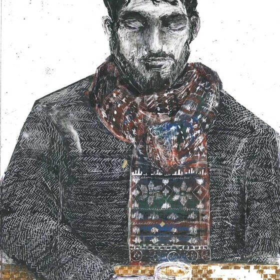 Stefano, tecnica mista su carta, cm 10,5x8,5 - Debora Piccinini Artista