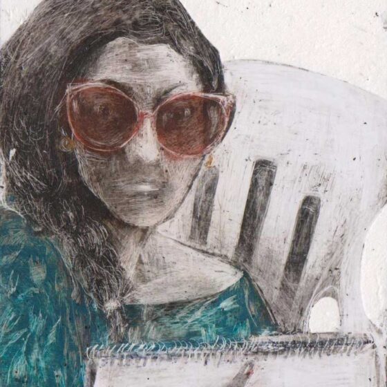 Autoritratto d'estate, Olio su carta, cm 7,5x10,5 (2015) - Debora Piccinini Artista