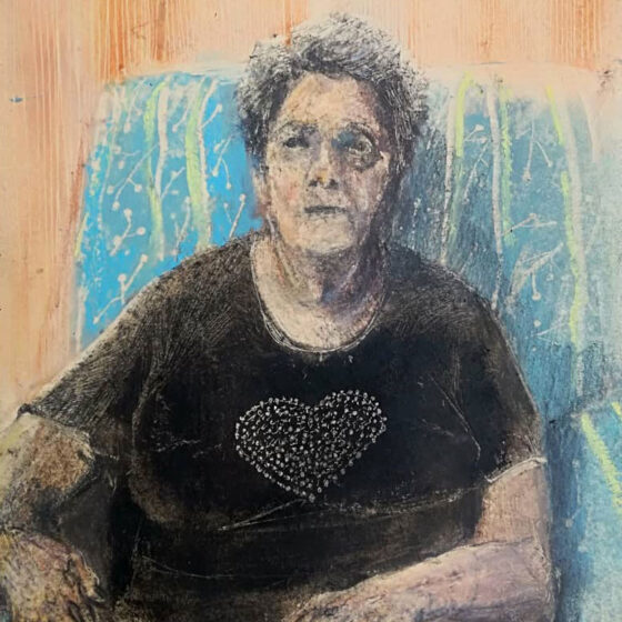 La zia del cuore, tecnica mista su cartonlegno, cm 15x12 (2020) - debora Piccinini artista