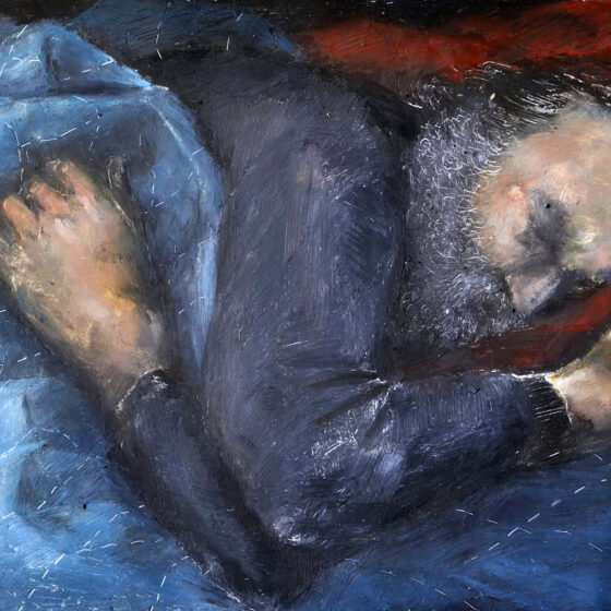 Il dormiente (10 aprile 2020), Pastelli a olio su carta, cm 13x17,5 - Debora Piccinini Artista