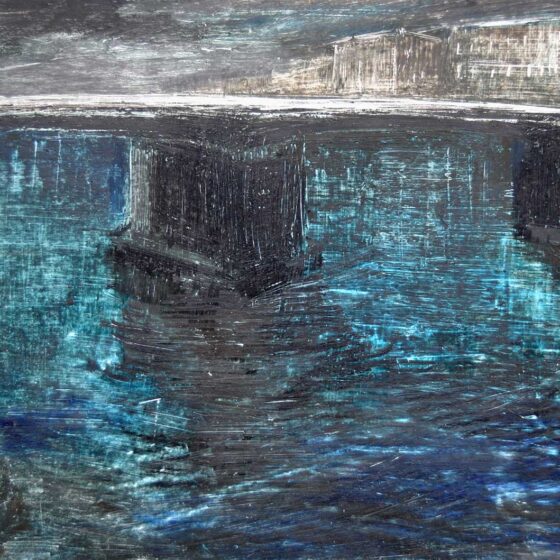 Arno blu 2, Tecnica mista su carta, cm 12x18 - Debora Piccinini Artista