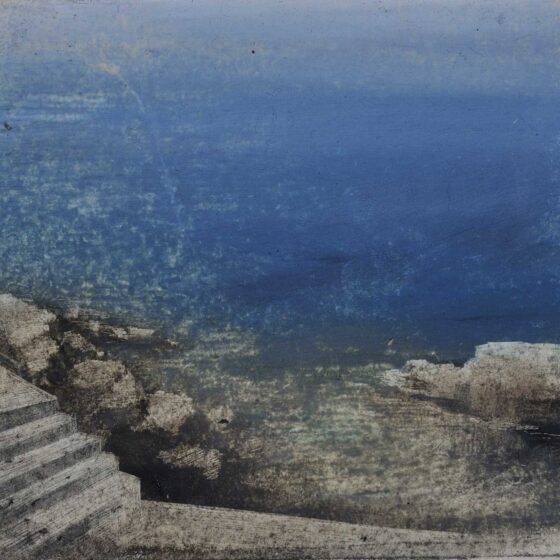 Il cielo nel mare, pastelli ad olio su cartonlegno (2020) - Debora Piccinini Artista