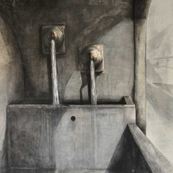 La fonte del monastero, grafite e pigmento su carta cm-140x175 (2012) - Debora Piccinini Pittrice