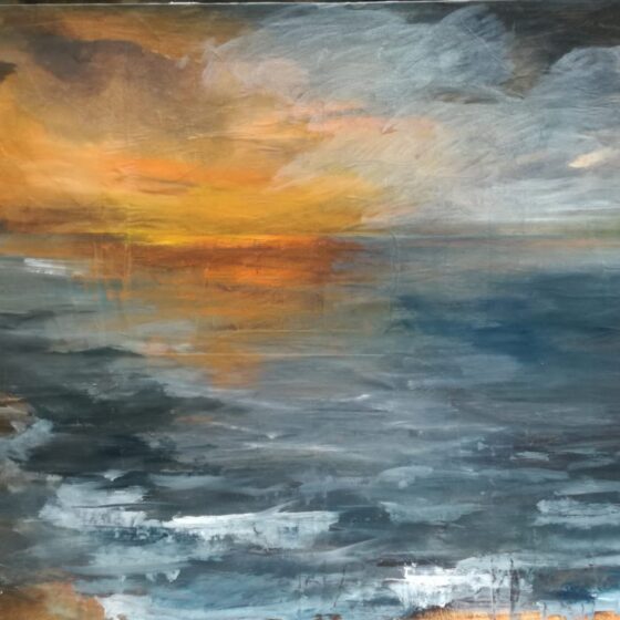 Il mare che sale, olio su carta su tavola, cm 103x72 (2020) - Debora Piccinini Artista