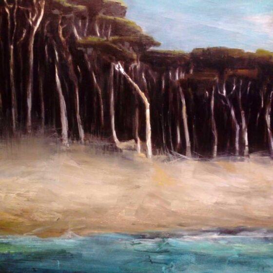 Il bosco sul mare (dettaglio), pigmenti ed olio su tela, cm 175x140 (2020)- Debora Piccinini Artista